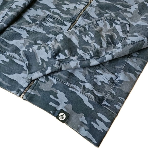 American Giant Jacket Sweatshirt Large Blue Camo Terry ZipUp Skater Grunge Gorp - Picture 6 of 12